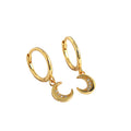 Sweet CZ Crescent Moon 925 Sterling Silver Hoop Earrings
