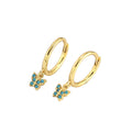 Sweet Mini CZ Flying Butterfly 925 Sterling Silver Hoop Earrings