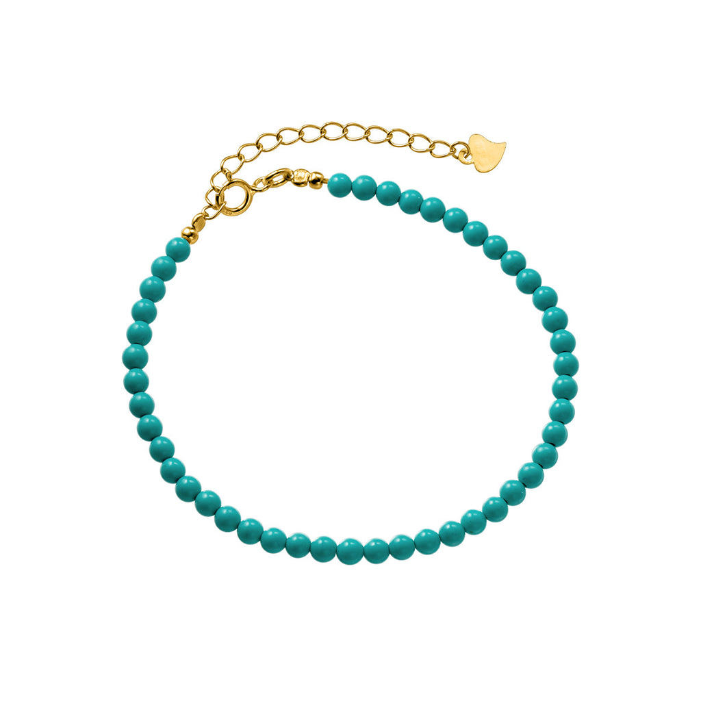 Turquoise Beaded Natural Stone Bracelet 925 Silver Chain Bracelet