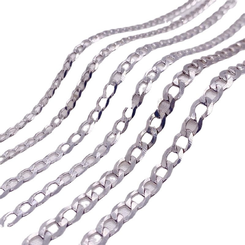 Geometric Hexagon Inspired Side Cut Links 925 Sterling Silver Cuban Link Chain Necklace