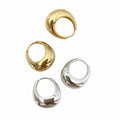 Modern Oval Smooth Curved 925 Sterling Silver Hoop Earrings