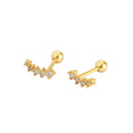 Geometric Design Cubic Zirconia S925 Sterling Silver Stud Earrings with Screw Back for Women Minimalist Elegant Fashion Jewelry in White Gold and Yellow Gold