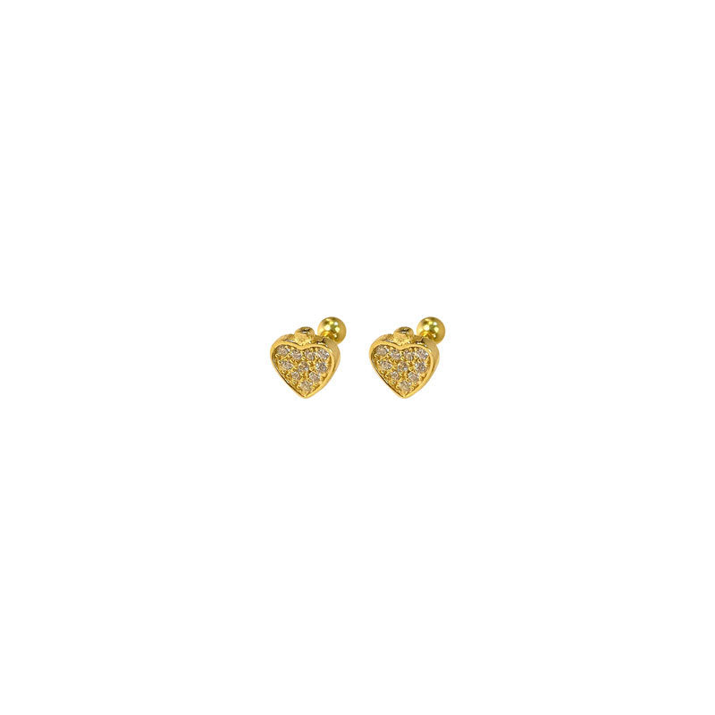 Cute Mini CZ Hearts 925 Sterling Silver Stud Earrings