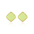 Office Green Epoxy Orange Rhombus Geometry 925 Sterling Silver Stud Earrings