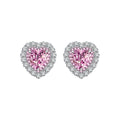 Women 8 * 8mm Heart Created High Carbon Diamond CZ Border 925 Sterling Silver Stud Earrings