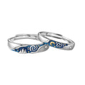 Classic Round Band Finger Jewelry Adjustable 925 Sterling Silver Sun And Moon Women Men Couple Ring