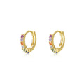 Colorful CZ Circle Casual 925 Sterling Silver Hoop Earrings