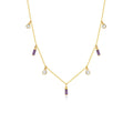Fashion Geometry Colorful CZ Rectangle Round 925 Sterling Silver Necklace