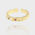 Modern Irregular Colorful CZ 925 Sterling Silver Adjustable Ring