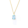 Women Oval Natural Blue Topaz 925 Sterling Silver Necklace