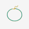 Blue Turquoise Bezel Set Natural Stone 925 Sterling Silver Tennis Chain Bracelet