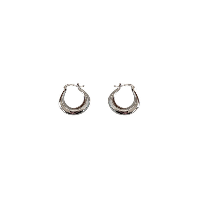 Simple Cute Huggie Circle 925 Sterling Silver Hoop Earrings
