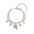 Halloween Colorful CZ Ghost Shell Pearls 925 Sterling Silver Double Layers Bracelet