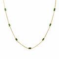 Mini Delicate Green Rectangular Stone 925 Sterling Silver Station Chain Simple Layered Clavicle Necklace