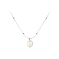 Baroque Pearl Minimalist Beaded  S925 Sterling Silver Snake Chain Pearl Pendant Necklace