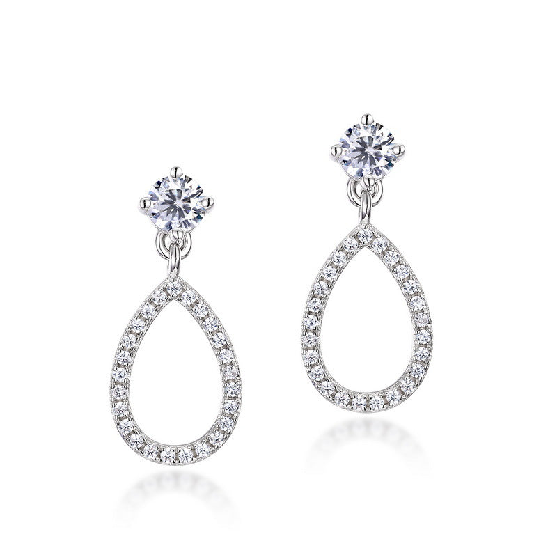 Moissanite Teardrop Drop Dangle 925 Sterling Silver Earrings