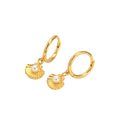 Fashion Round Shell Pearls Conch 925 Sterling Silver Leverback Dangling Earrings