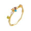 Fashion Colordul Rainbow CZ 925 Sterling Silver Irregular Adjustable Ring