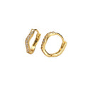 Simple Mini CZ Irregular Wave 925 Sterling Silver Stacker Hoop Earrings