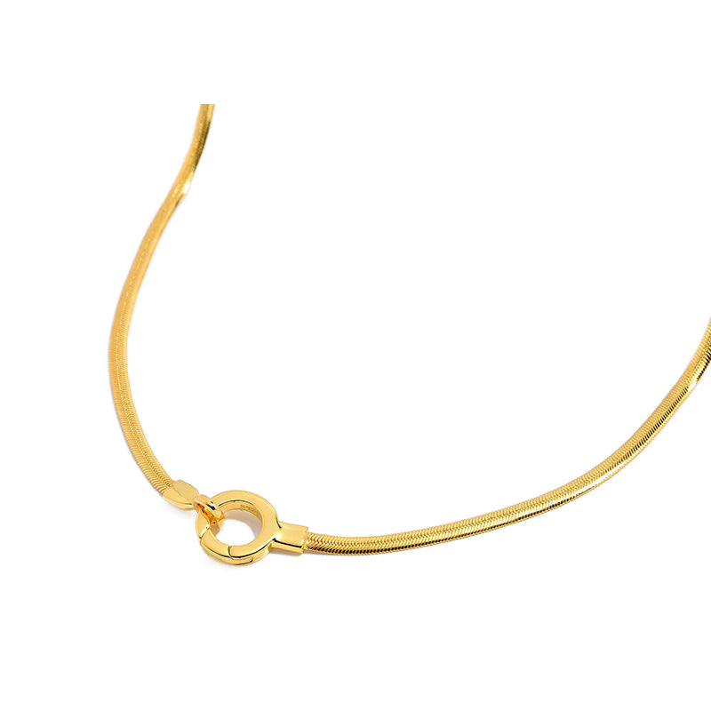 S925 Gold Plated O-shaped Thin Flat Snake Bone Necklace