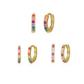 Fashion Colorful CZ 925 Sterling Silver Simple Hoop Earrings