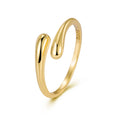 Elegant Water Drop Design Adjustable Women Minimalist Modern  925 Sterling Silver Open Ring