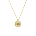 Elegant Geometric Design Green and White Cubic Zirconia 925 Silver Chain Pendant Necklace