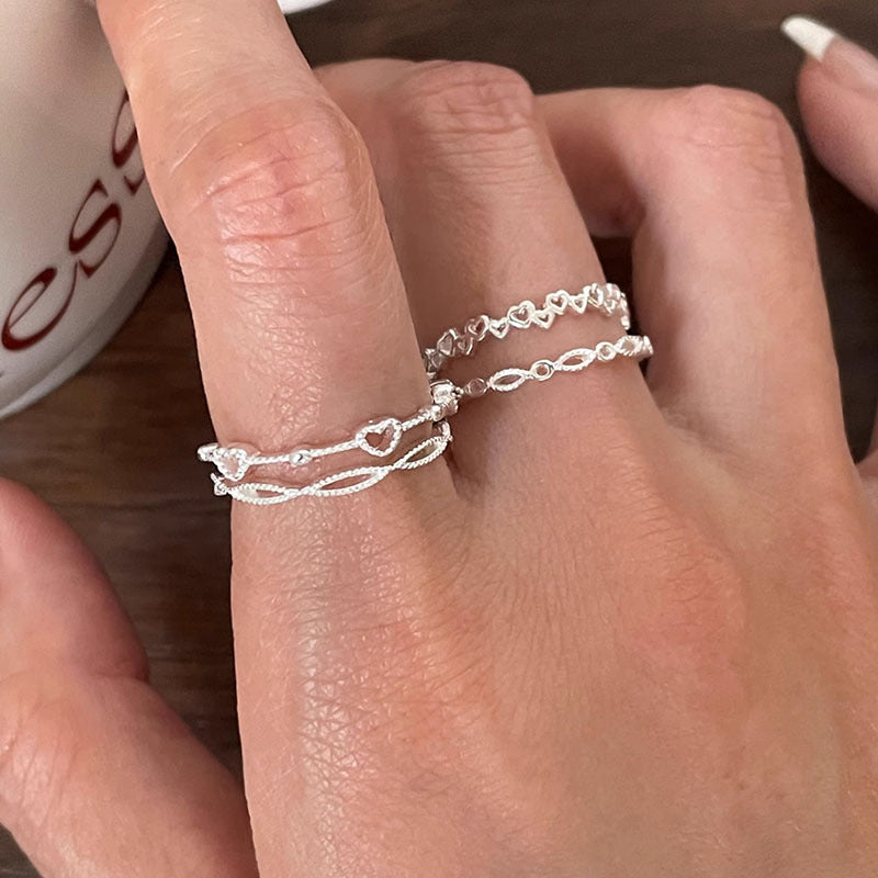 Sweet Hollow Heart by Heart 925 Sterling Silver Adjustable Ring