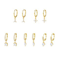 Minimalist Geometric Water Drop Cubic Zirconia 925 Sterling Silver Hoop Earrings