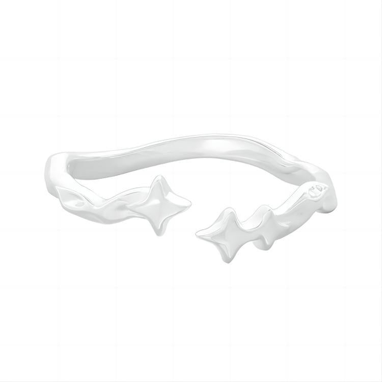 Twinkling Star Pattern S925 Sterling Silver Adjustable Ring Elegant Ins Style Open Ring