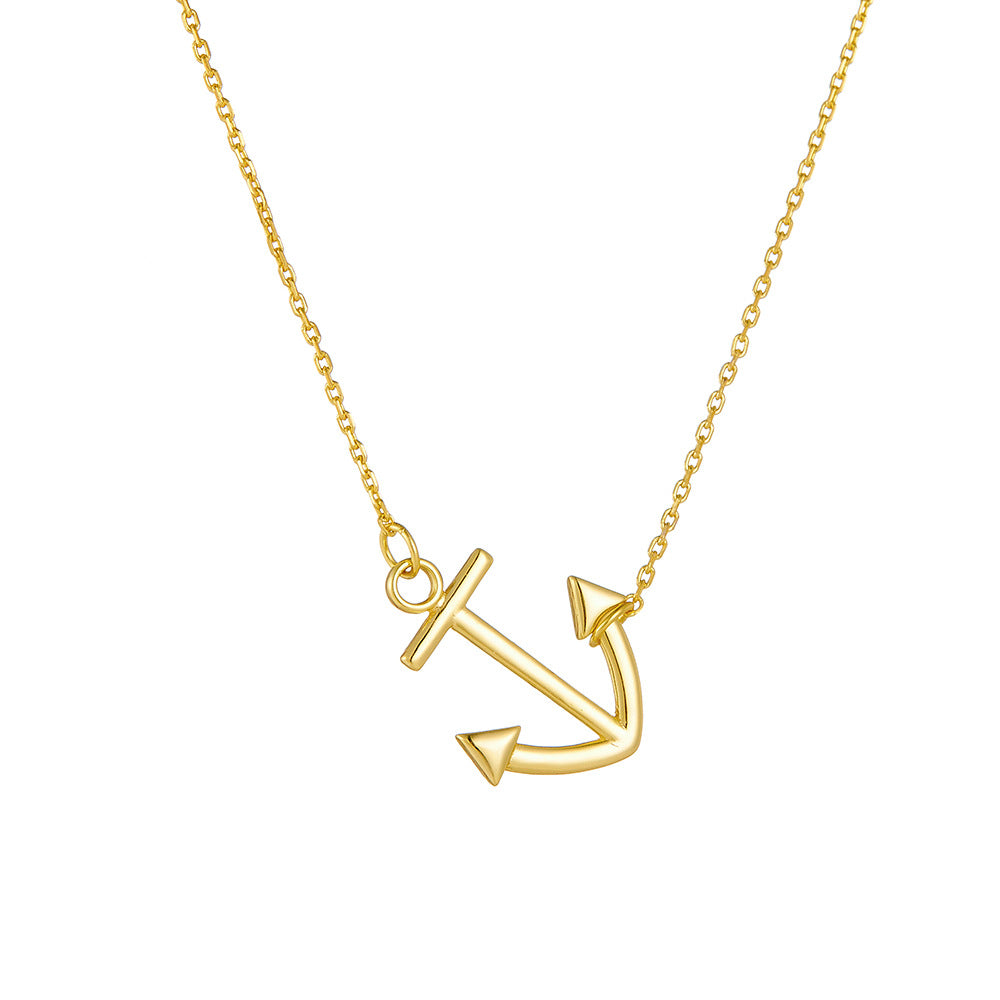 Simple Marine Style Anchor Pendant Jewelry 925 Sterling Silver Necklace