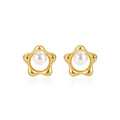 Elegant Starflower Design Natural Pearl S925 Sterling Silver Earrings
