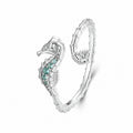 Ocean Style Seahorse Themed Zirconia 925 Sterling Silver Ring