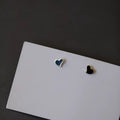 S999 pure silver plated 16K gold black enamel heart-shaped earrings, niche design, mini cute earrings