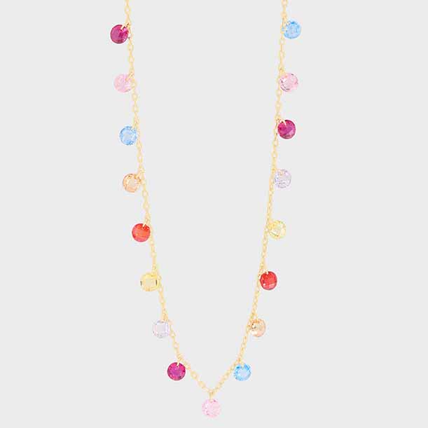 Beautiful Colorful Round CZ 925 Sterling Silver Necklace