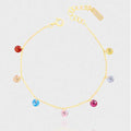 Girl Colorful Round Cubic Zirconia 925 Sterling Silver Bracelet