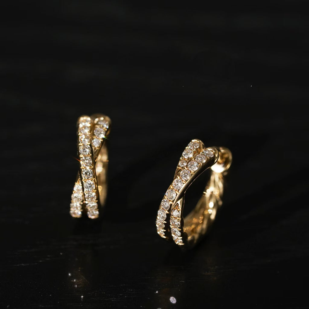 Office Double Circles Cross 925 Sterling Silver Hoop Earrings