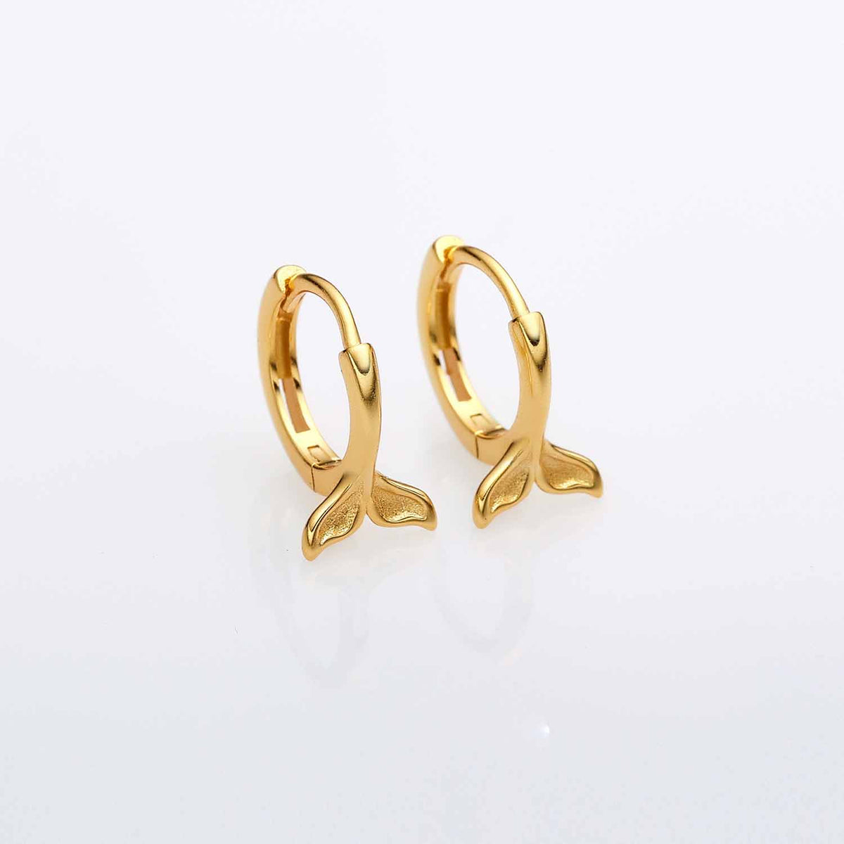 Beautiful Mermaid Fish Tail 925 Sterling Silver Hoop Earrings