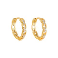 Lady Office Hollow CZ Chain 925 Sterling Silver Hoop Earrings