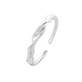 Women Elegant Fashion Minimalist Style Jewelry Twist Design Matte Finish S925 Sterling Silver Open Adjustable Ring