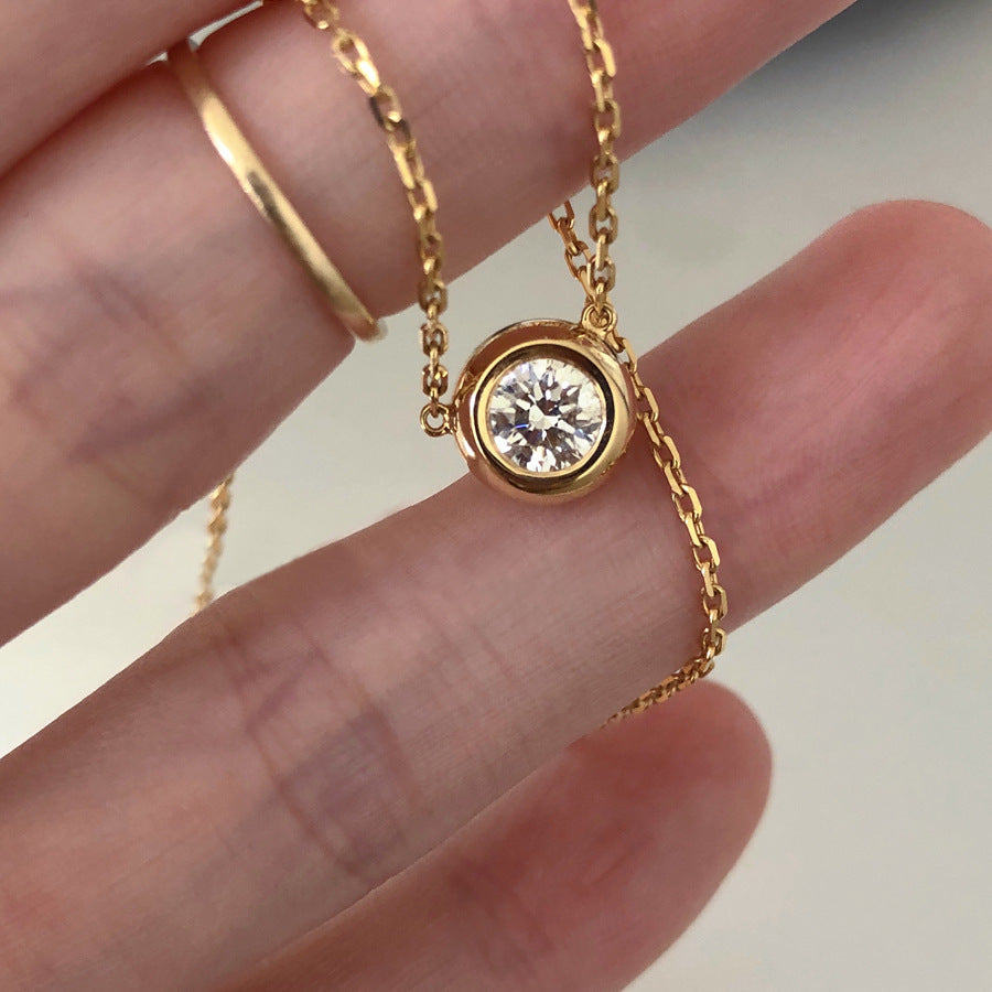 Simple Mini Round CZ Bubble 925 Sterling Silver Stacker Necklace