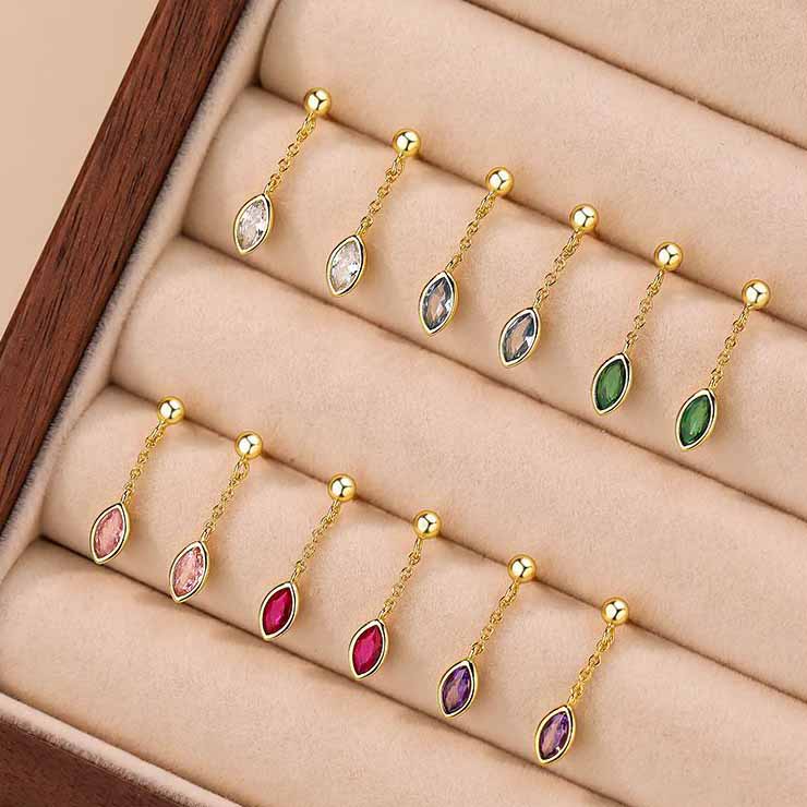 Office Colorful Waterproof CZ 925 Sterling Silver Dangling Earrings