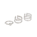 Geometric Design Non-Pierced Multi-Layer Cubic Zirconia Ear Cuff Clip-On Earrings