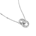Geometric Double Interlocking Ring Cubic Zirconia S925 Sterling Silver Necklace