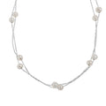 Double Layer Freshwater Pearl S925 Sterling Silver Geometric Chain Necklace