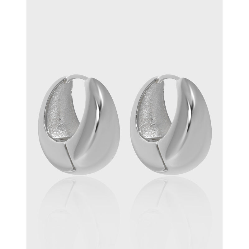 Elegant Minimalist U-Shape Design 925 Sterling Silver Hoop Earrings