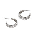 Elegant Double Row Beaded  18K Gold Plating 925 Sterling Silver Hoop Earrings