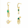 Elegant Geometry Oval Triangle Sunshine Tassels 925 Sterling Silver Screw Dangling Earring (Single)