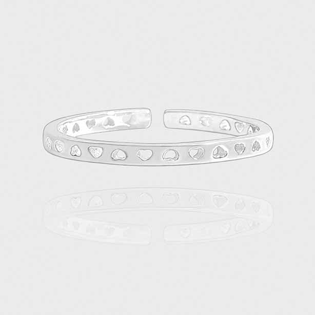 Honey Moon Hollow Hearts by Hearts 925 Sterling Silver Adjustable Ring