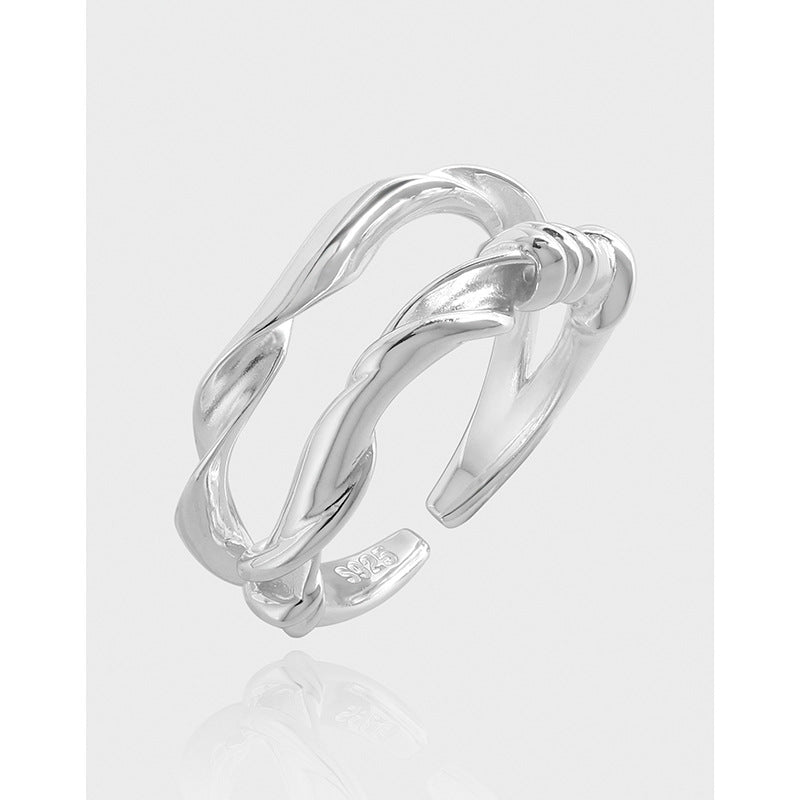 Twist Mobius Geometric Design Adjustable 925 Sterling Silver Ring